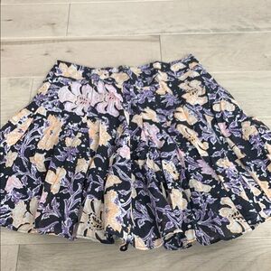 Free People Floral Black and Purple Skirt